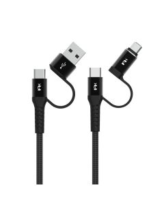 Feeltek Android Fast Charging Multi-Plug Cable 200 cm Metallic + Braid - Black