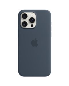 Apple iPhone 15 Pro Max Silicone Case with MagSafe, Storm Blue