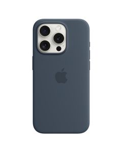 Apple iPhone 15 Pro Silicone Case with MagSafe, Storm Blue