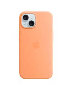 Apple iPhone 15 Silicone Case with MagSafe, Orange Sorbet