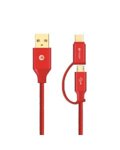 Mazer Cable 2 in 1 Micro/USB C 120 cm 3.1A - Red